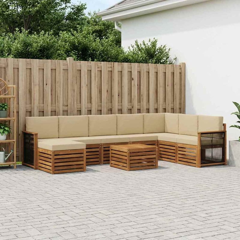 Set de canapele de exterior 7 buc. natural