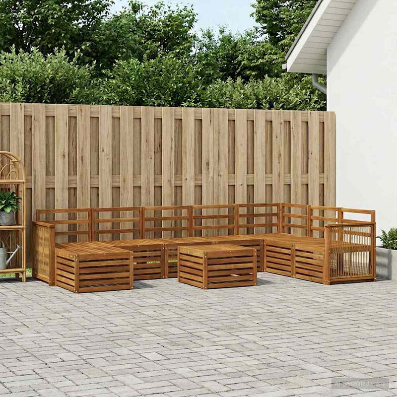 Set de canapele de exterior 7 buc. natural Lemn Solid de Acacia