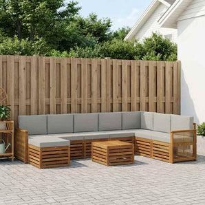 Set de canapele de exterior 7 buc. Natural și gri deschis