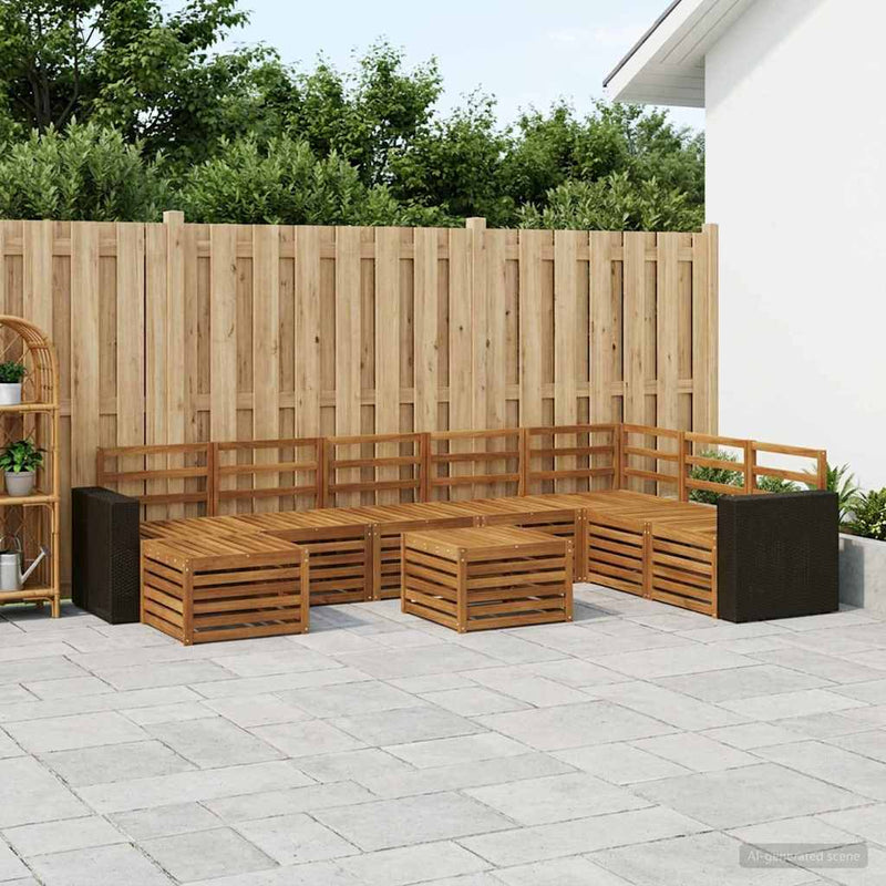 Set de canapele de exterior 9 buc. natural Lemn Solid de Acacia