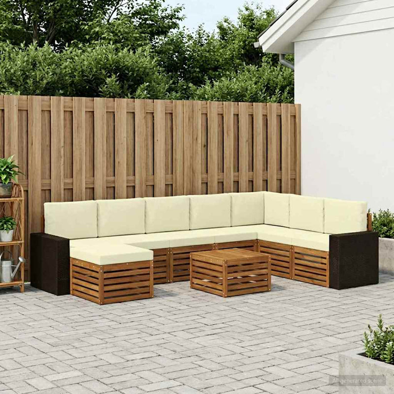Set de canapele de exterior 9 buc. Natural și Crem