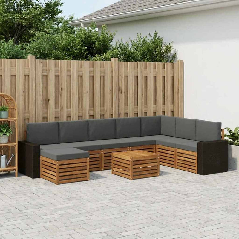 Set de canapele de exterior 9 buc. Natural și Antracit