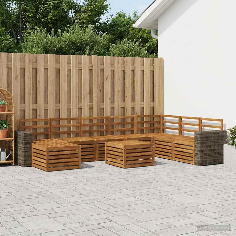 Set de canapele de exterior 9 buc. natural Lemn Solid de Acacia