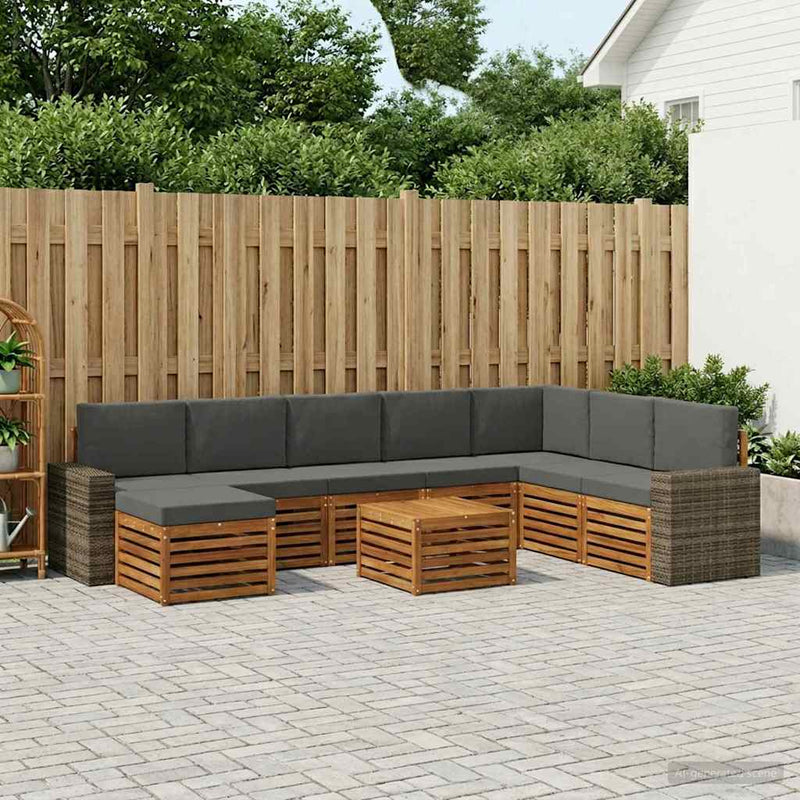 Set de canapele de exterior 9 buc. Natural și Antracit