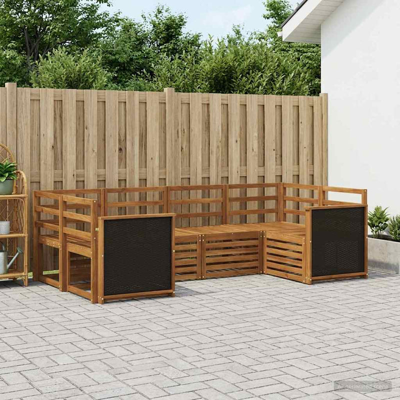 Set de canapele de exterior 5 buc. natural Lemn Solid de Acacia