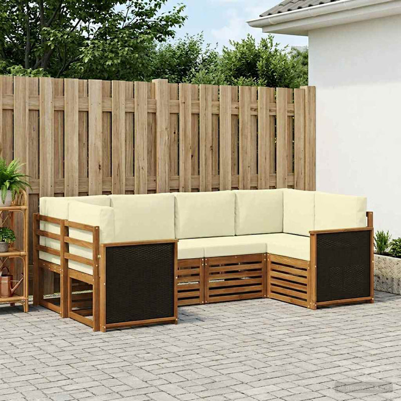 Set de canapele de exterior 5 buc. Natural și Crem