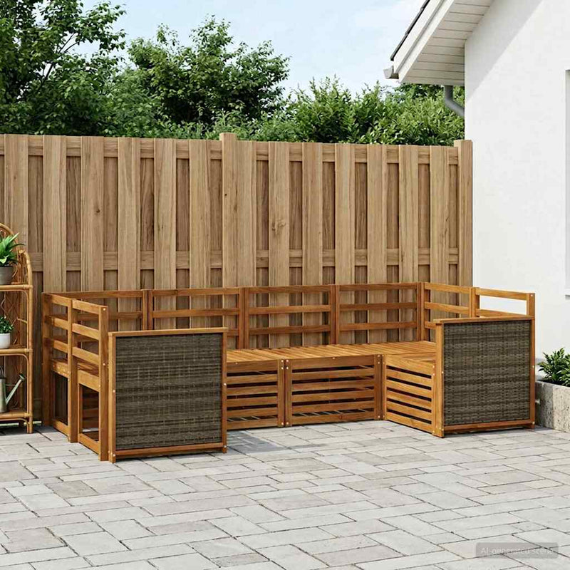 Set de canapele de exterior 5 buc. natural Lemn Solid de Acacia