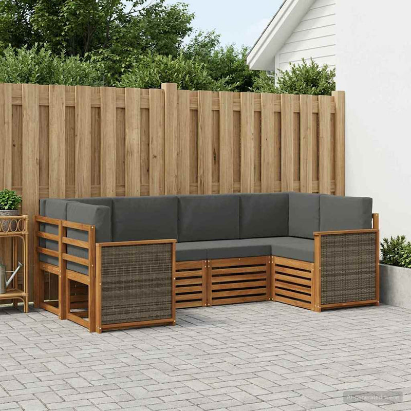Set de canapele de exterior 5 buc. Natural și Antracit