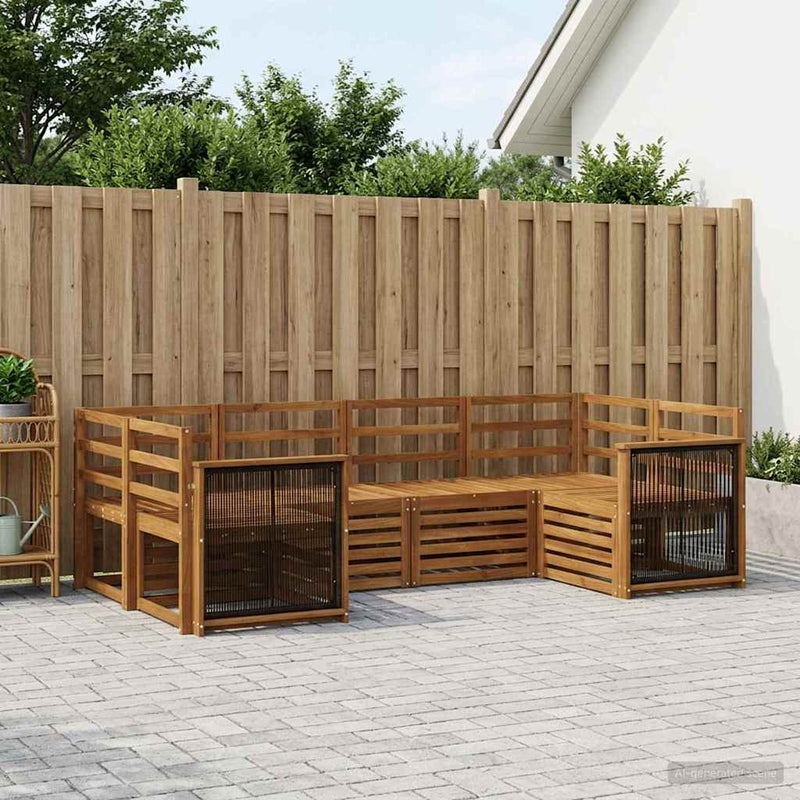 Set de canapele de exterior 5 buc. natural Lemn Solid de Acacia