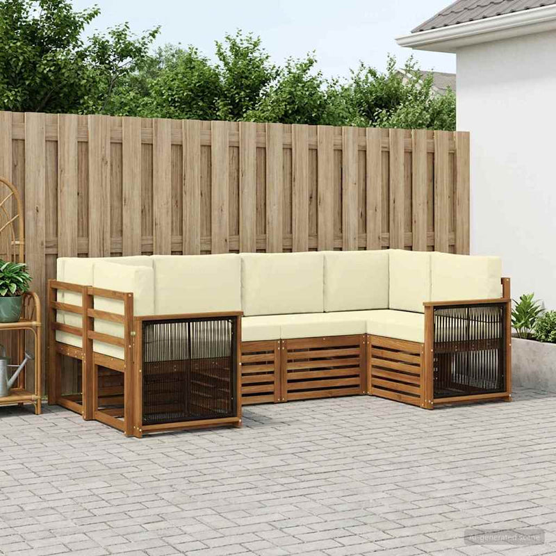 Set de canapele de exterior 5 buc. Natural și Crem