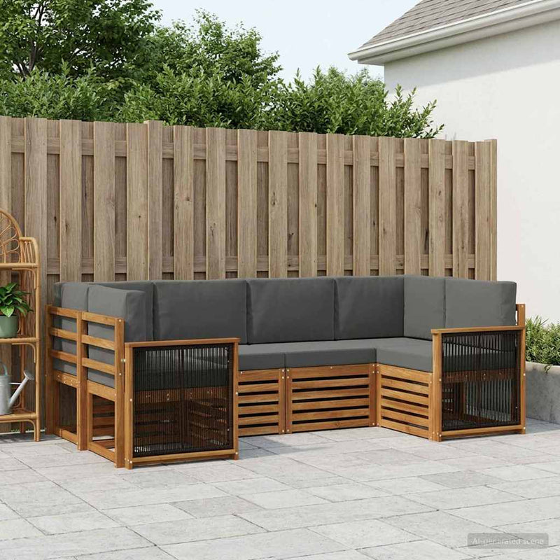 Set de canapele de exterior 5 buc. Natural și Antracit