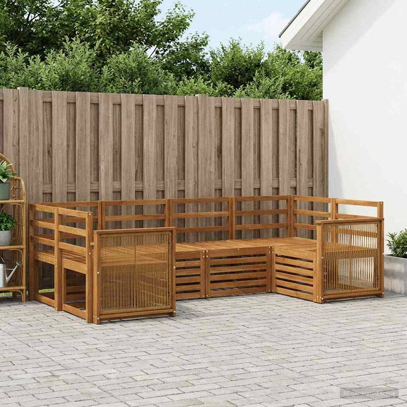 Set de canapele de exterior 5 buc. natural Lemn Solid de Acacia