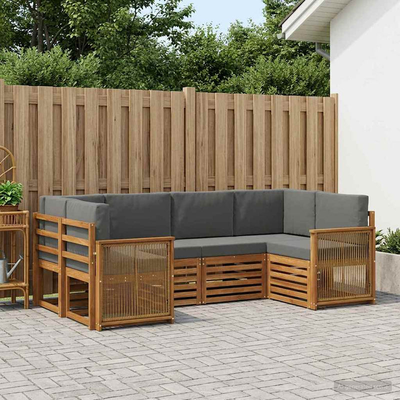 Set de canapele de exterior 5 buc. Natural și Antracit