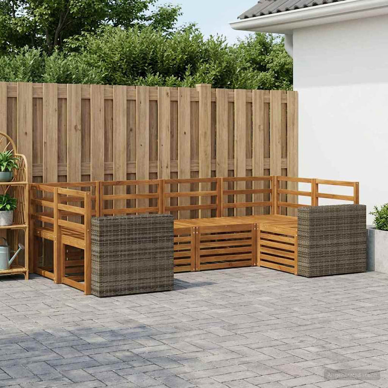 Set de canapele de exterior 6 buc. natural Lemn Solid de Acacia