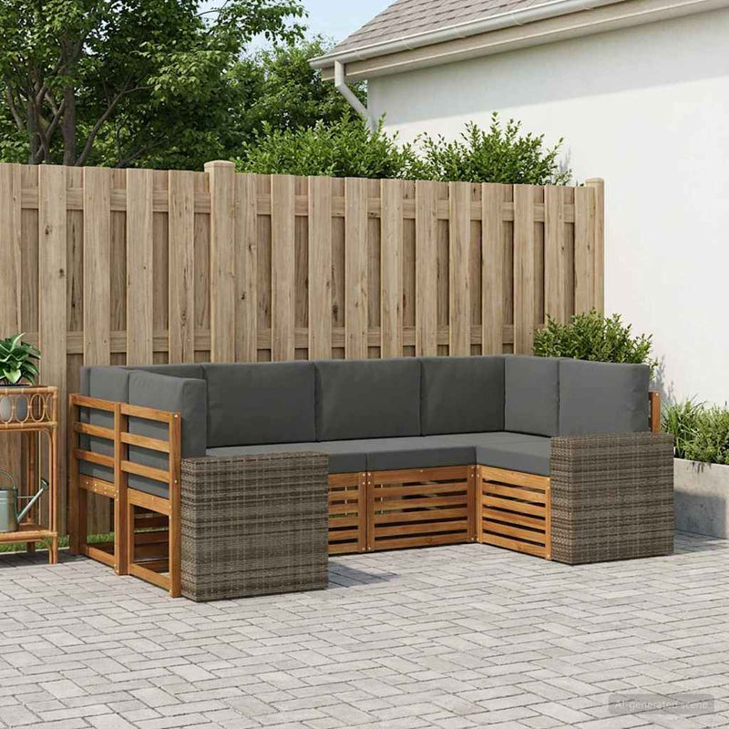 Set de canapele de exterior 6 buc. Natural și Antracit