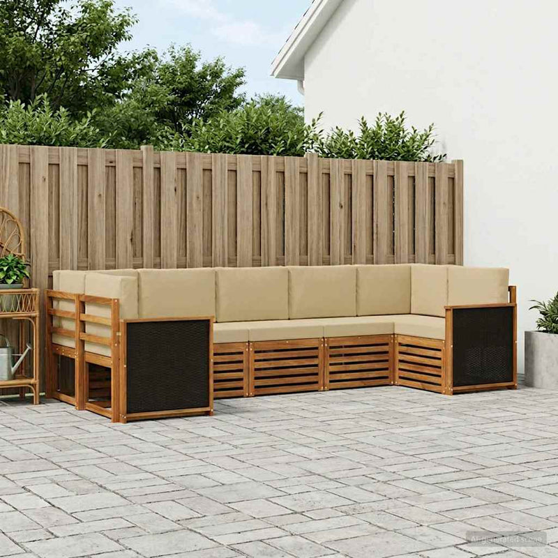 Set de canapele de exterior 6 buc. natural