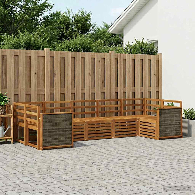 Set de canapele de exterior 6 buc. natural Lemn Solid de Acacia