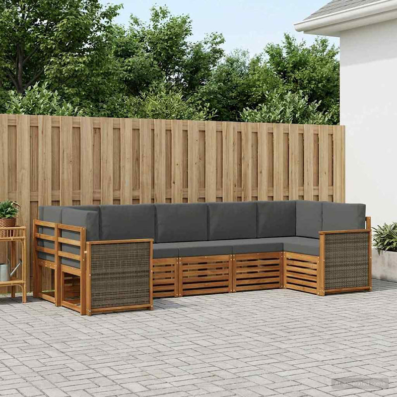 Set de canapele de exterior 6 buc. Natural și Antracit