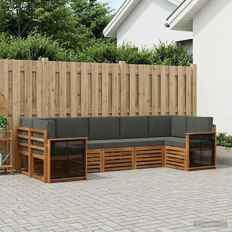 Set de canapele de exterior 6 buc. Natural și Antracit