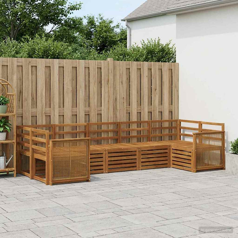 Set de canapele de exterior 6 buc. natural Lemn Solid de Acacia