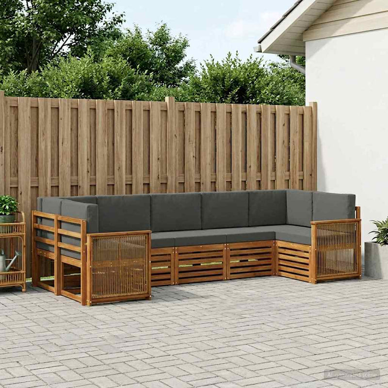 Set de canapele de exterior 6 buc. Natural și Antracit