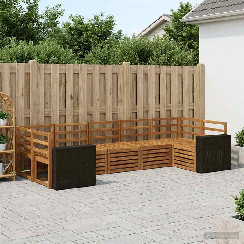 Set de canapele de exterior 7 buc. natural Lemn Solid de Acacia