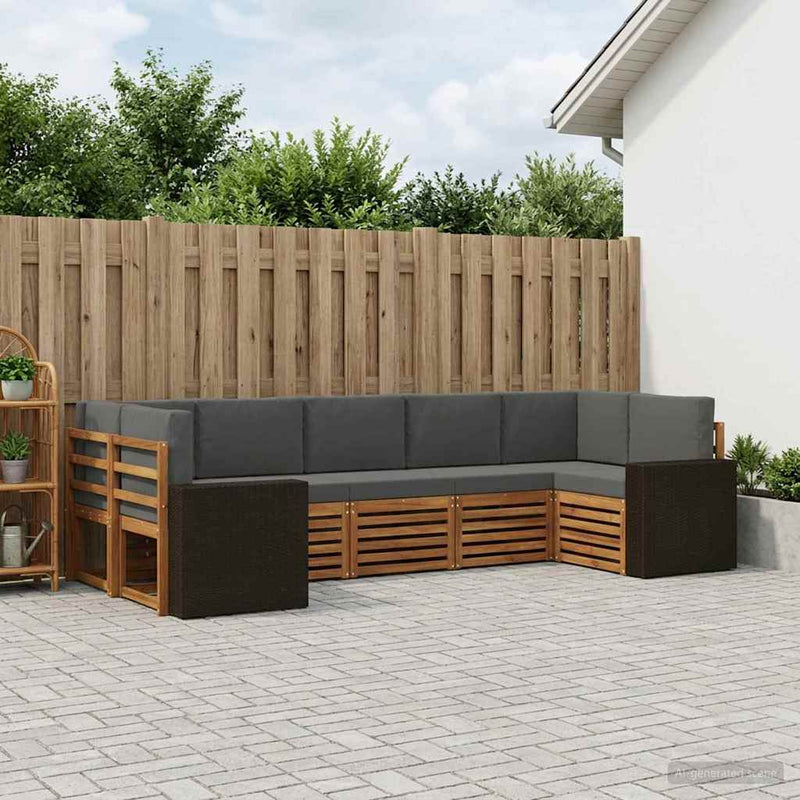 Set de canapele de exterior 7 buc. Natural și Antracit