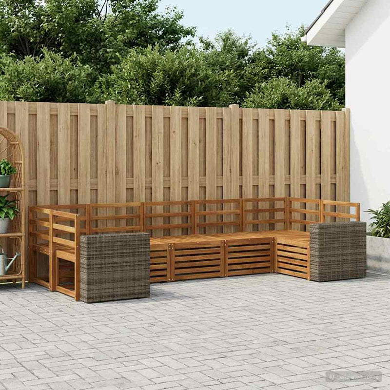 Set de canapele de exterior 7 buc. natural Lemn Solid de Acacia