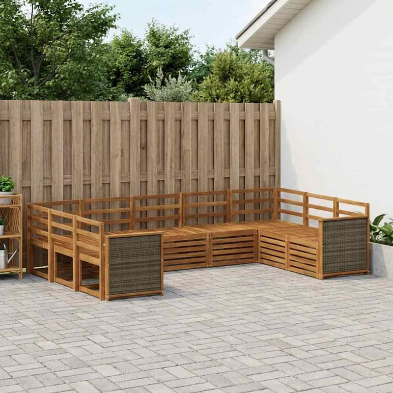 Set de canapele de exterior 7 buc. natural Lemn Solid de Acacia