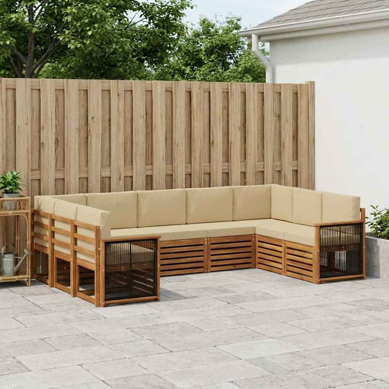 Set de canapele de exterior 7 buc. natural