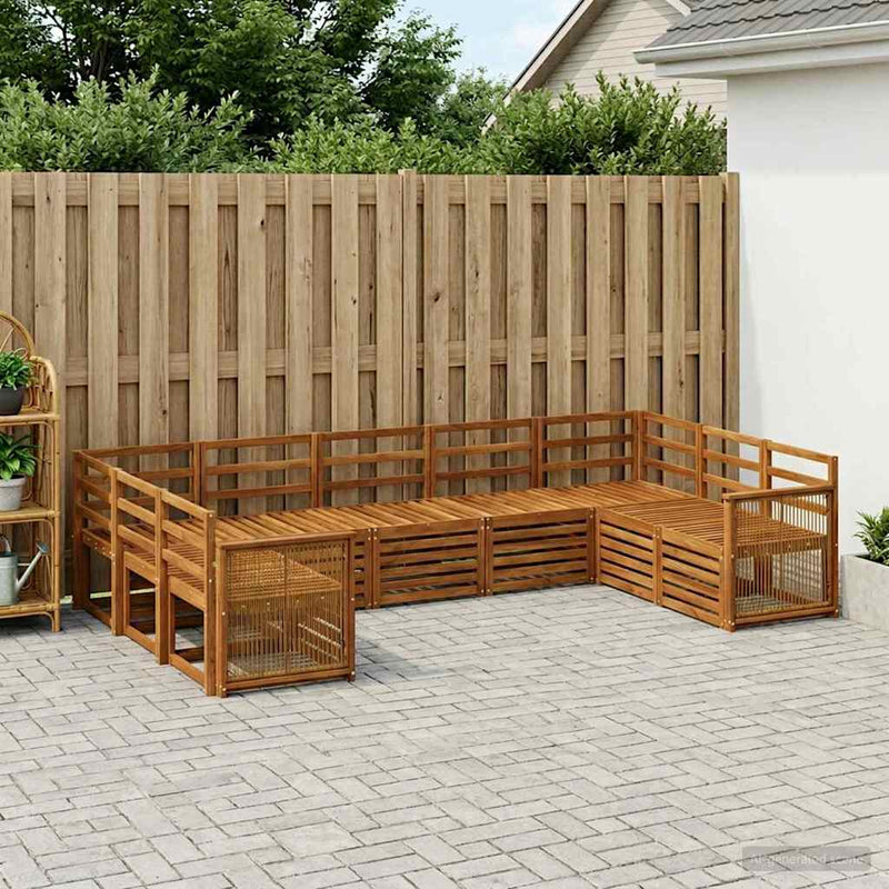 Set de canapele de exterior 7 buc. natural Lemn Solid de Acacia