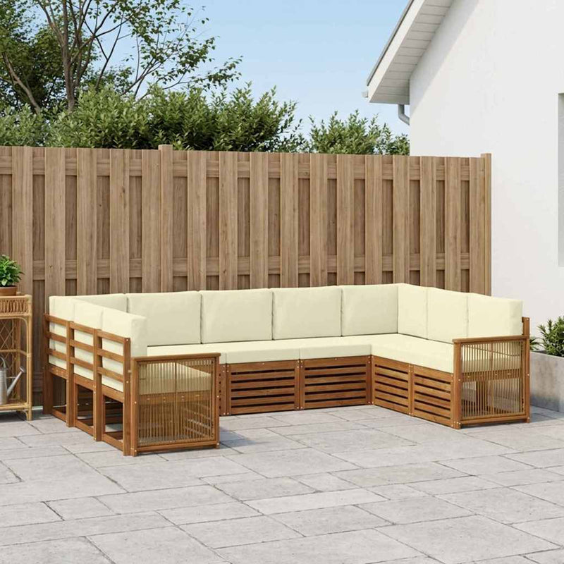 Set de canapele de exterior 7 buc. Natural și Crem