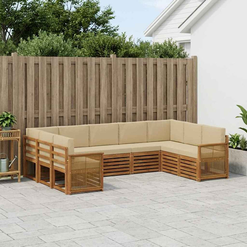 Set de canapele de exterior 7 buc. natural