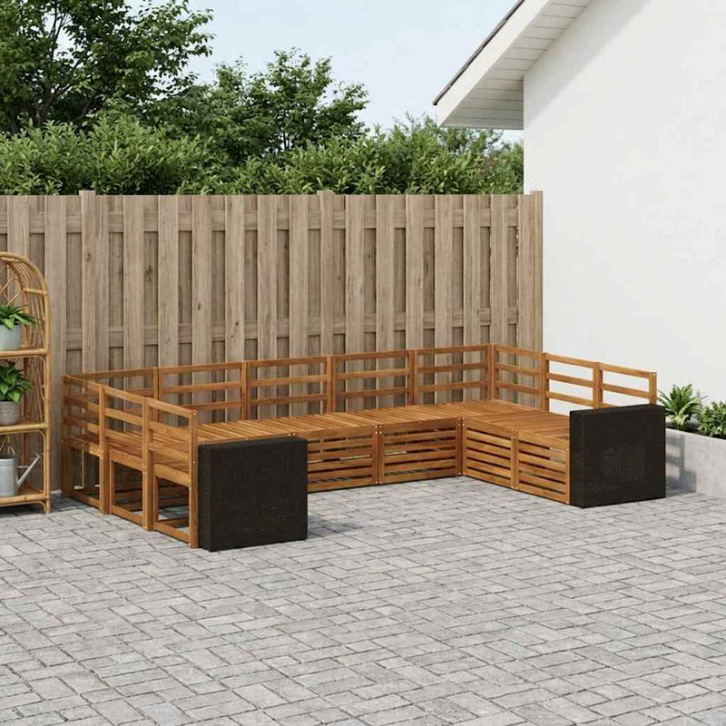 Set de canapele de exterior 9 buc. natural Lemn Solid de Acacia