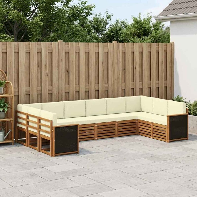 Set de canapele de exterior 7 buc. Natural și Crem