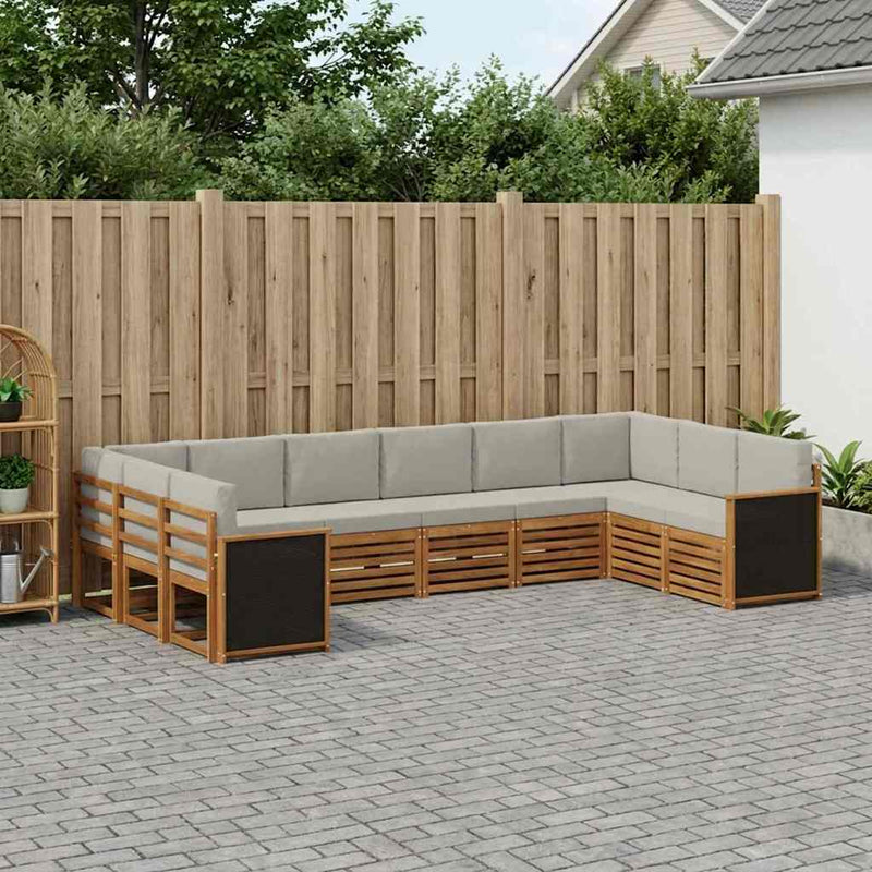 Set de canapele de exterior 7 buc. Natural și gri deschis