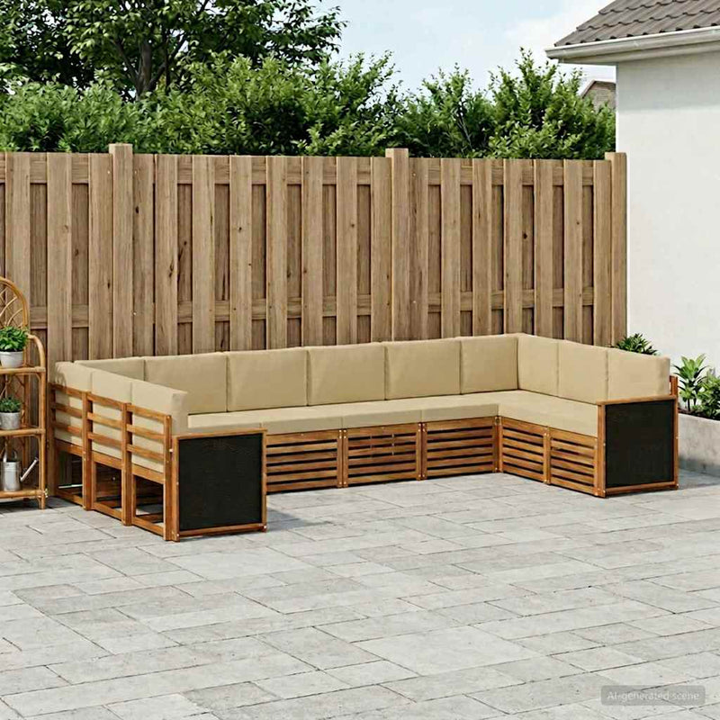 Set de canapele de exterior 7 buc. natural