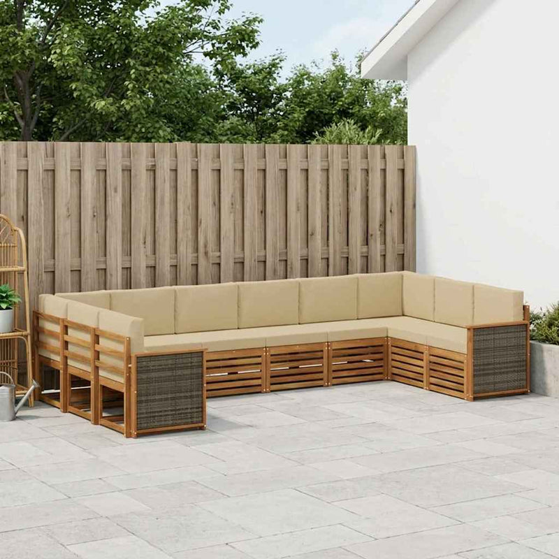 Set de canapele de exterior 7 buc. natural