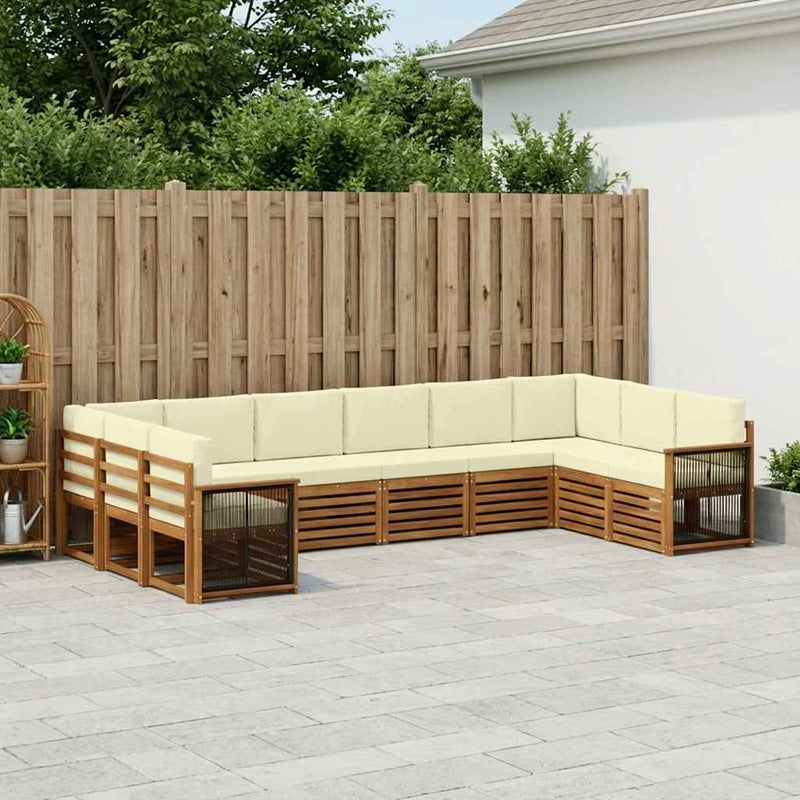 Set de canapele de exterior 7 buc. Natural și Crem