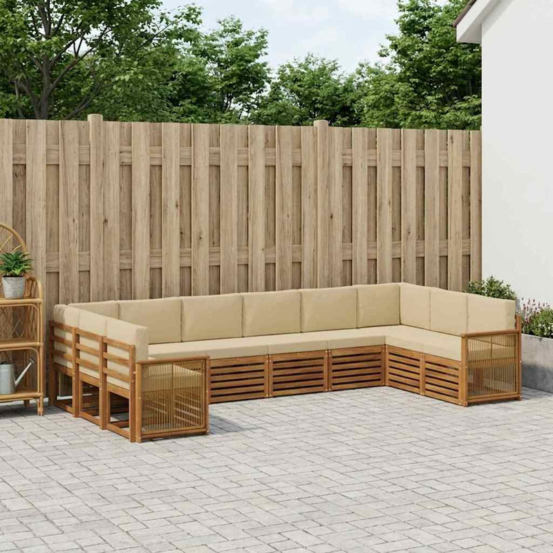 Set de canapele de exterior 7 buc. natural