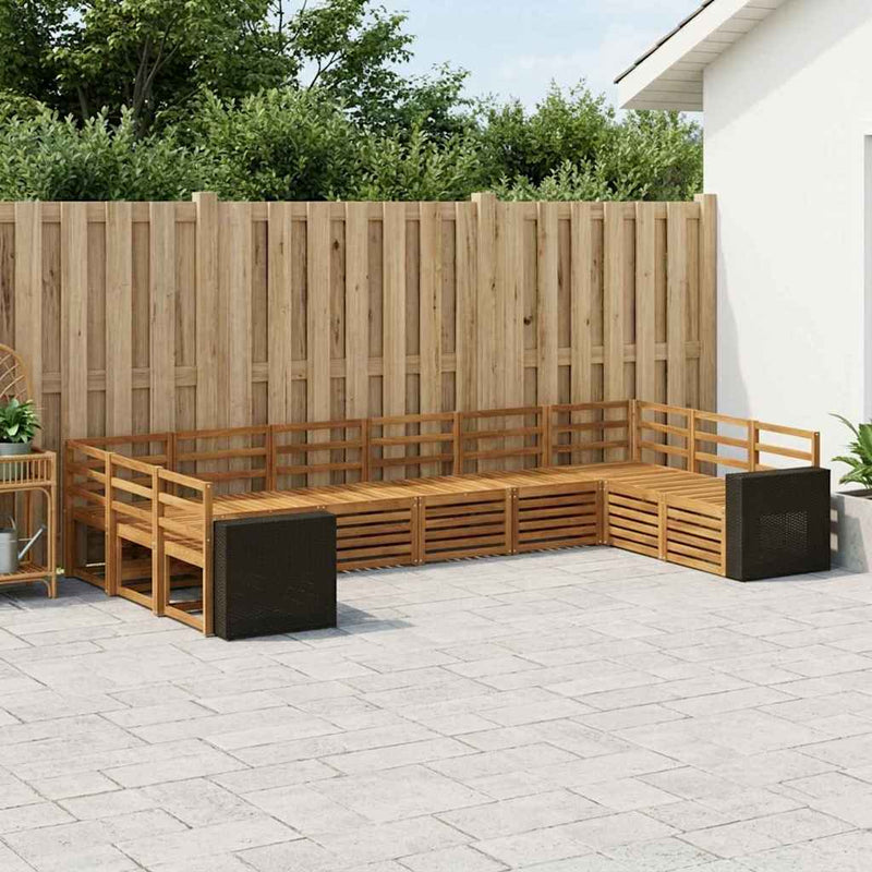 Set de canapele de exterior 10 buc. natural