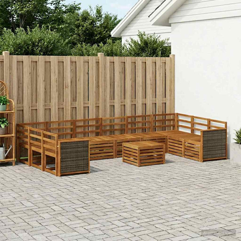 Set de canapele de exterior 8 buc. natural Lemn Solid de Acacia
