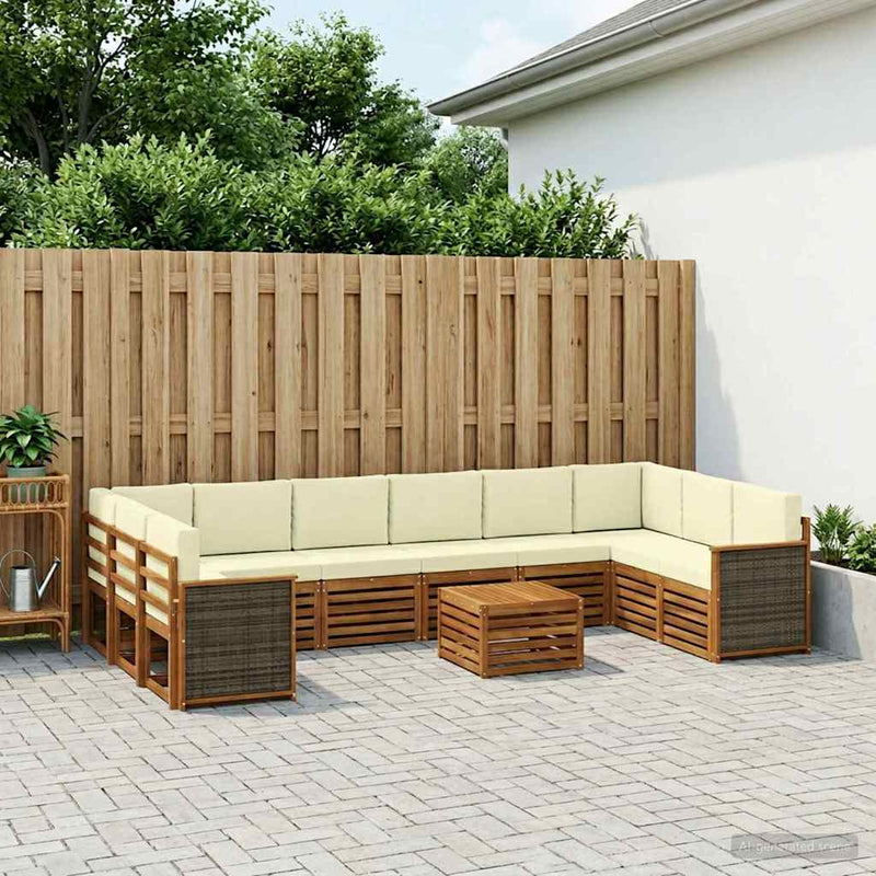 Set de canapele de exterior 8 buc. Natural și Crem