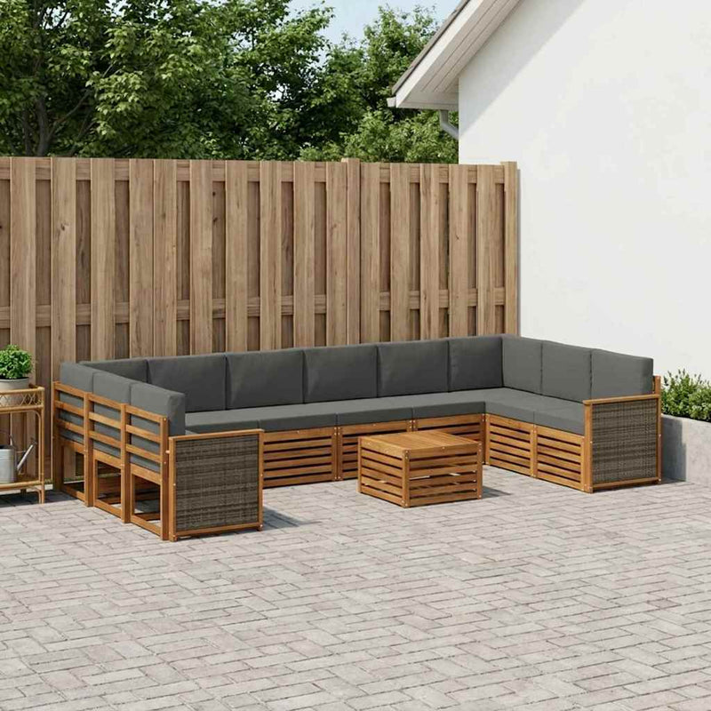 Set de canapele de exterior 8 buc. Natural și Antracit