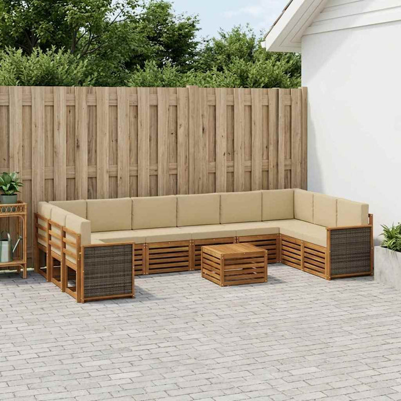 Set de canapele de exterior 8 buc. natural