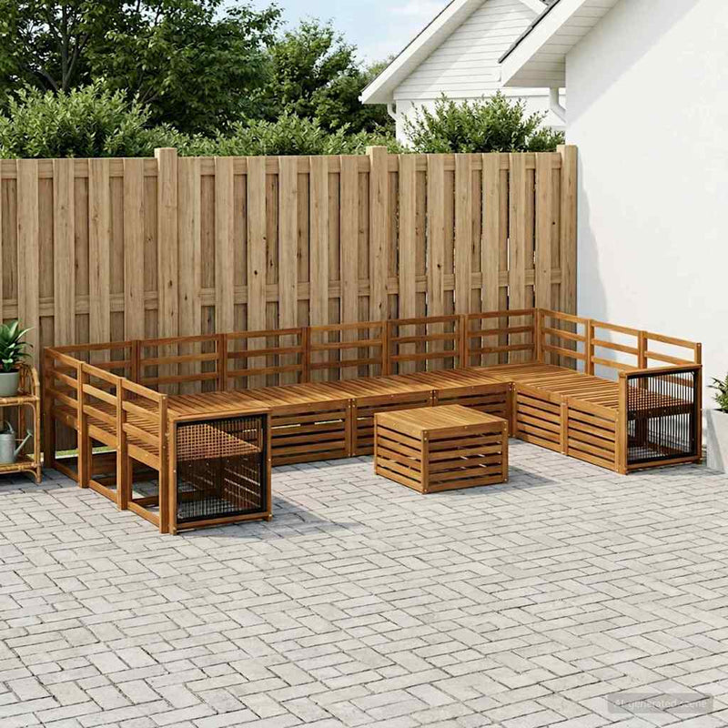 Set de canapele de exterior 8 buc. natural Lemn Solid de Acacia