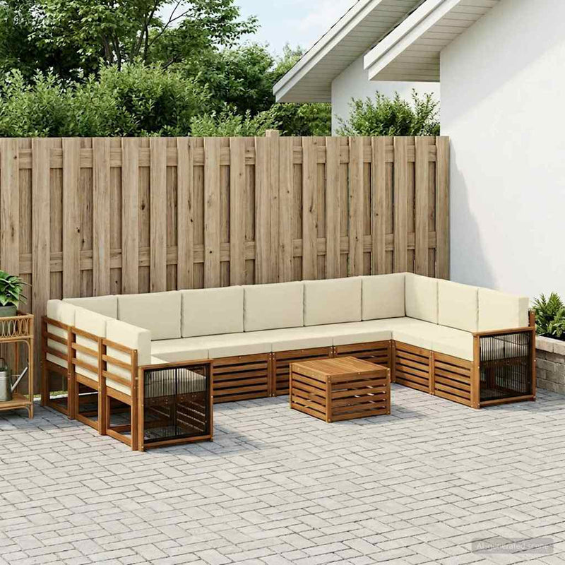 Set de canapele de exterior 8 buc. Natural și Crem