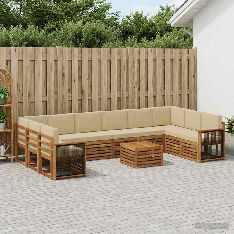 Set de canapele de exterior 8 buc. natural