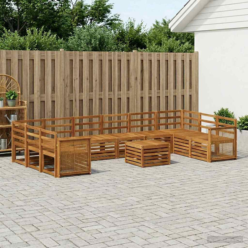 Set de canapele de exterior 8 buc. natural Lemn Solid de Acacia