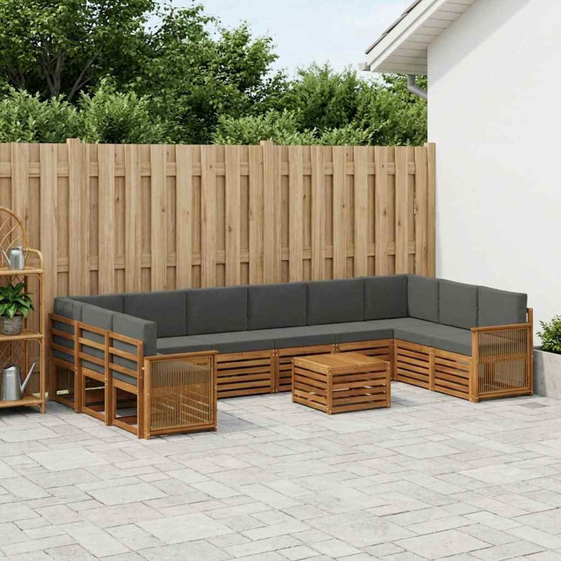 Set de canapele de exterior 8 buc. Natural și Antracit